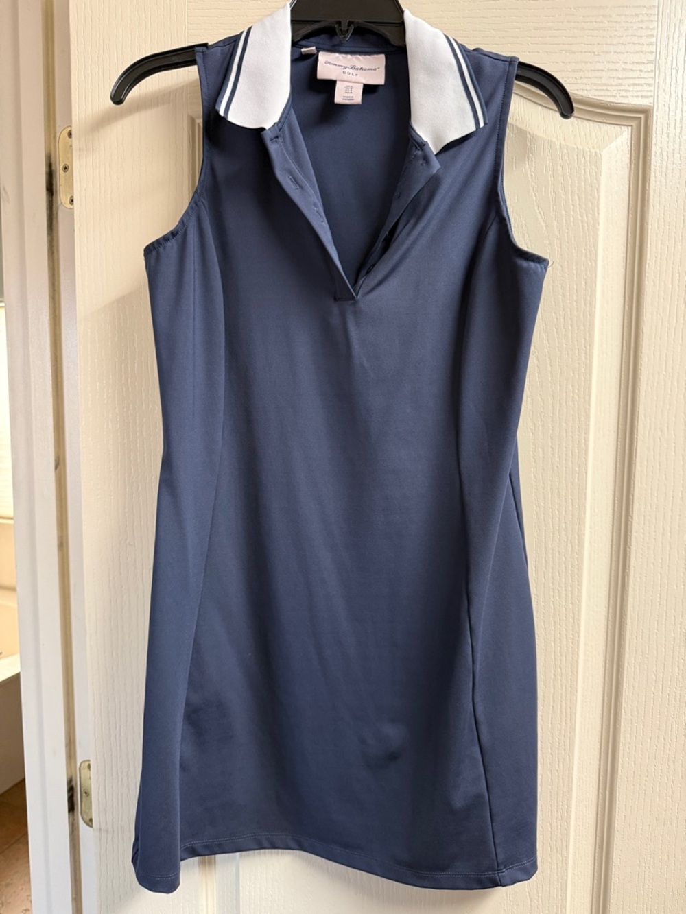 Tommy Bahama Navy Sleeveless Polo Dress with White Contrast Collar